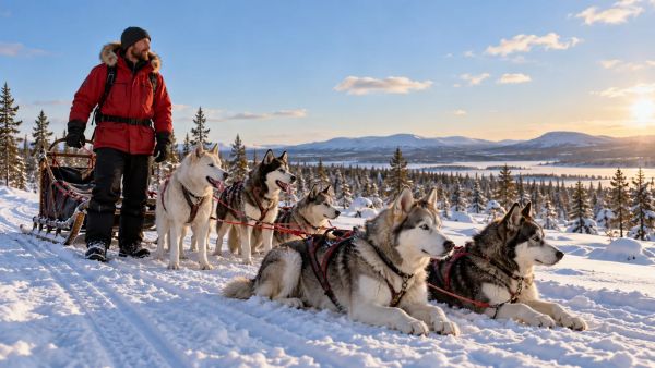Vivre l’aventure de chiens de traîneau en Suède